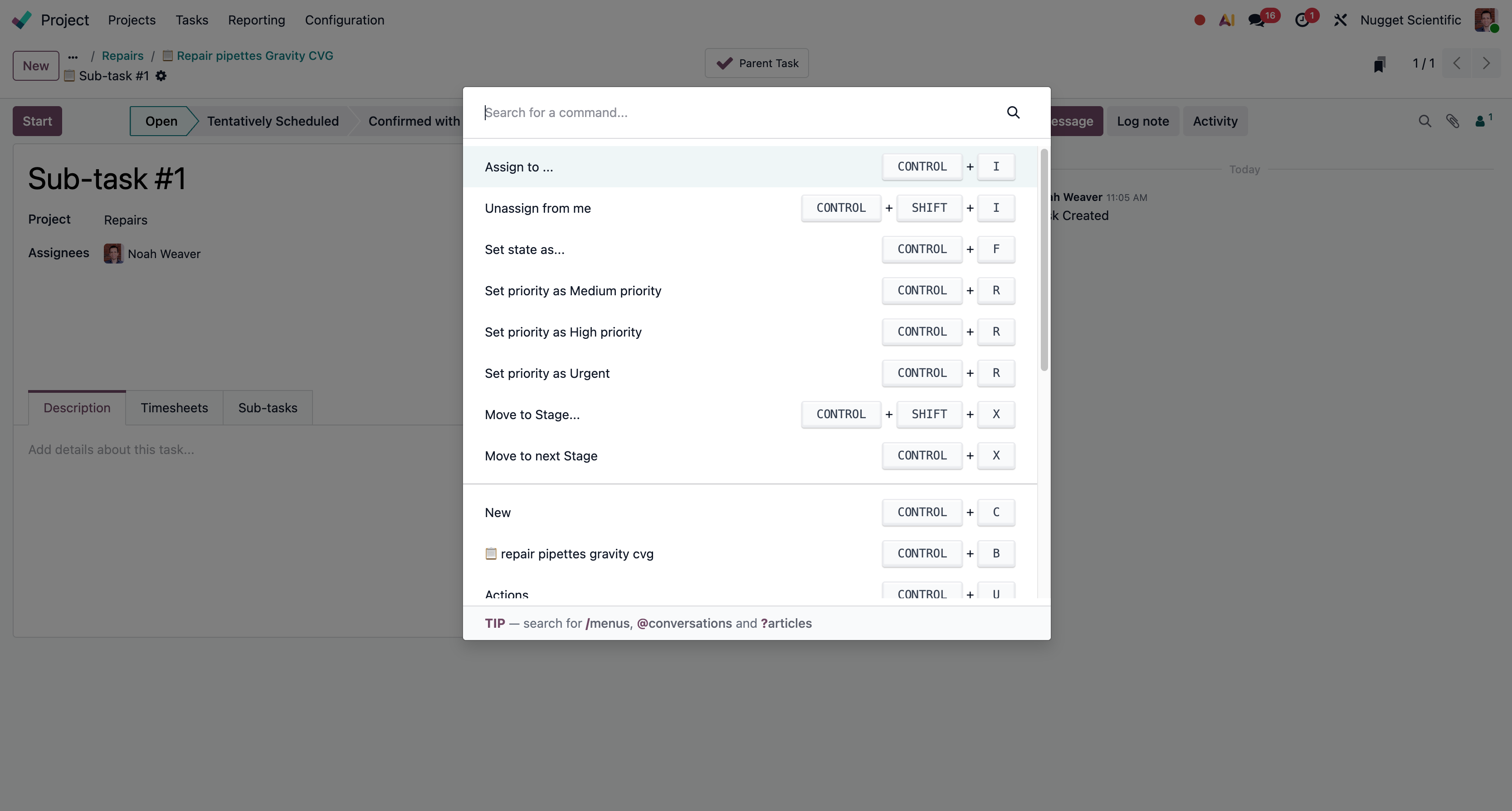 Global search command palette