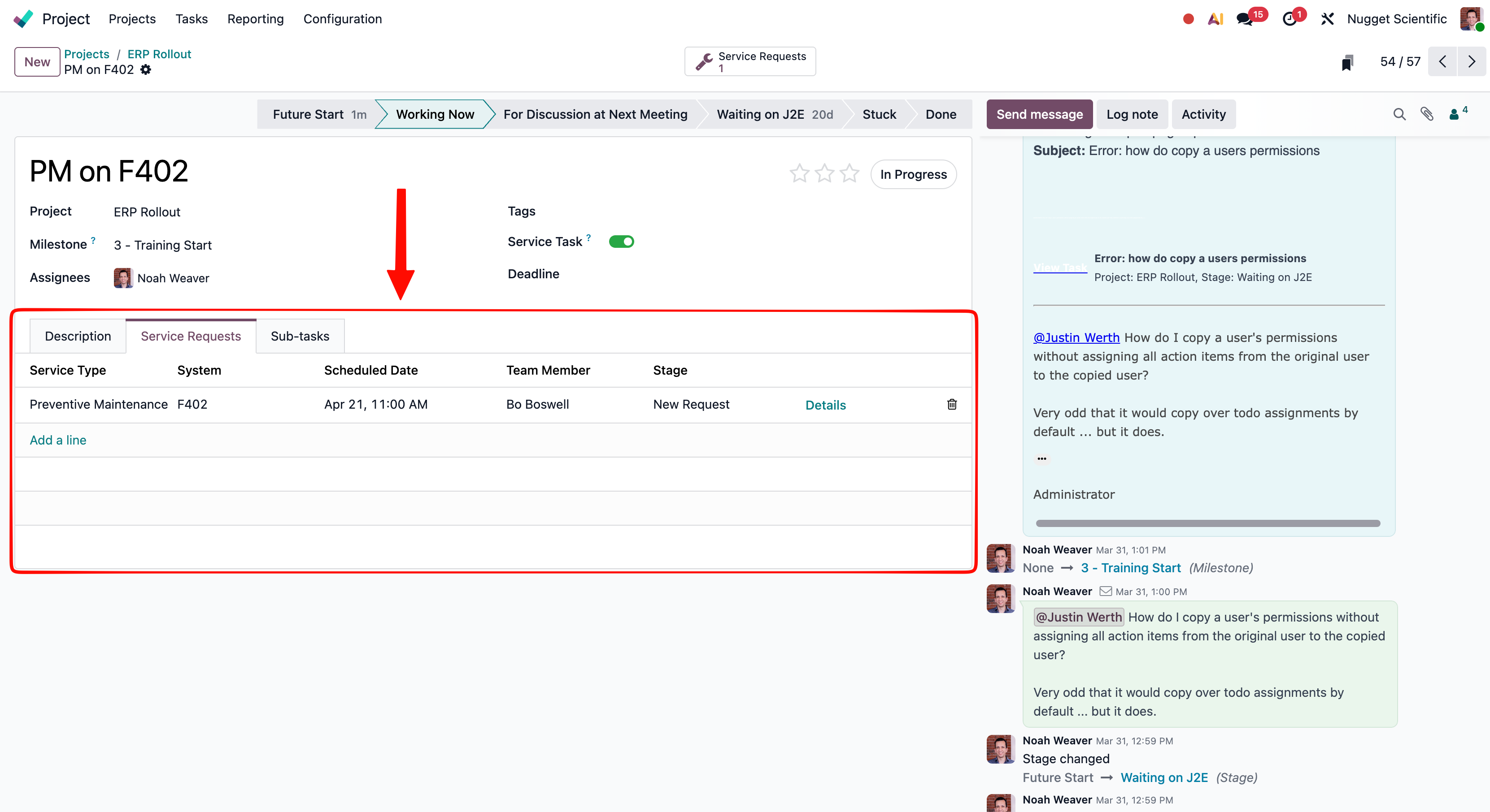 Notebook tabs on a record view